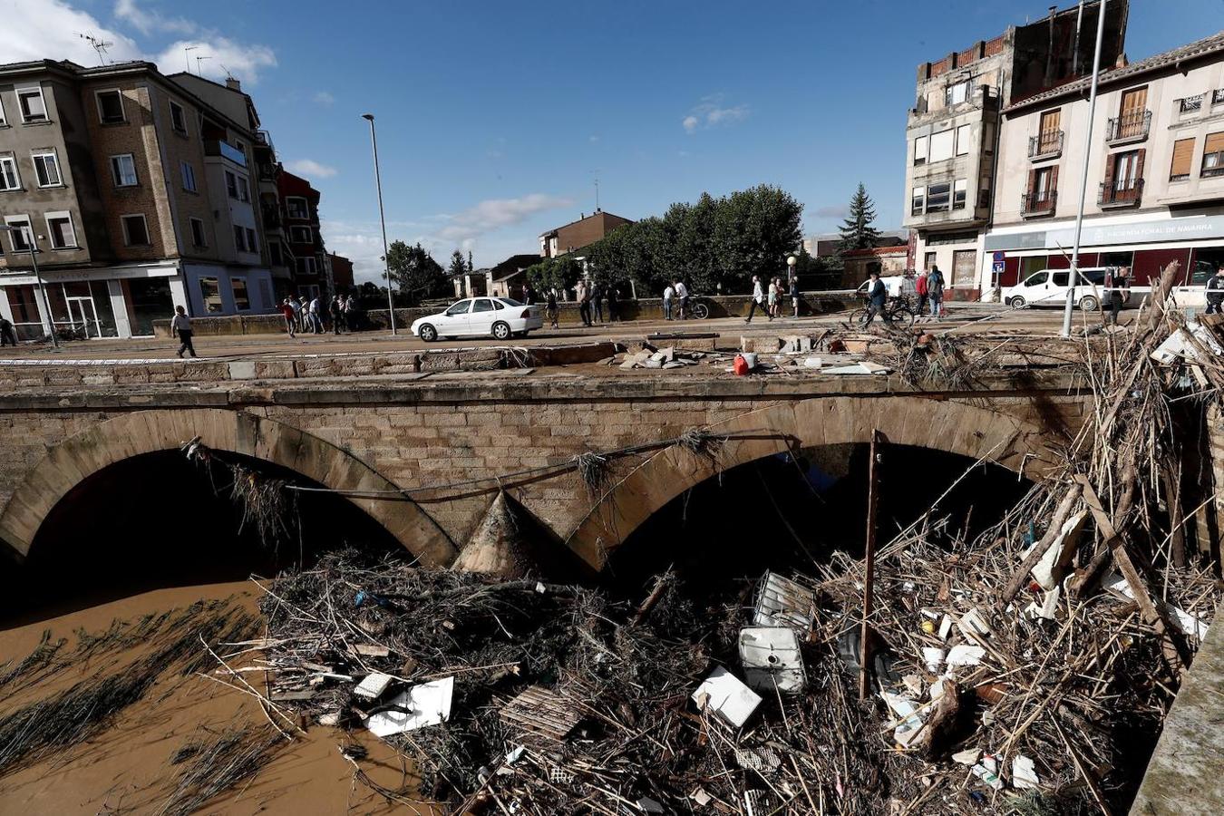 El día después de las inundaciones de Tafalla, en imágenes