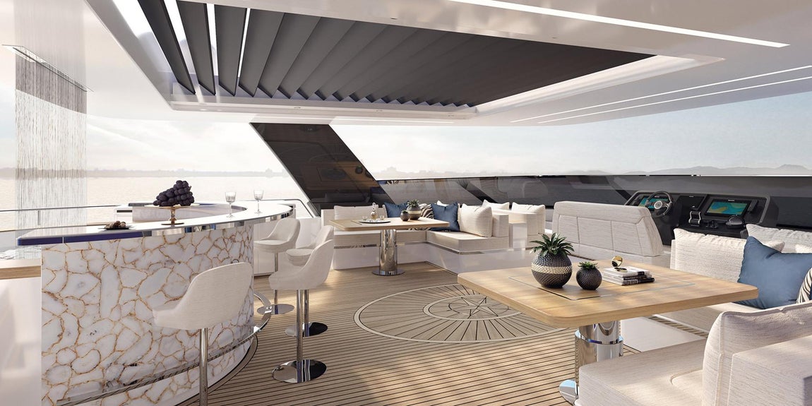 80 Sunreef Power. En la imagen se aprecia un diseño similar al que podría tener el modelo del tenista, pero al tratarse de una embarcación personalizada, las especificaciones se realizarán bajo demanda