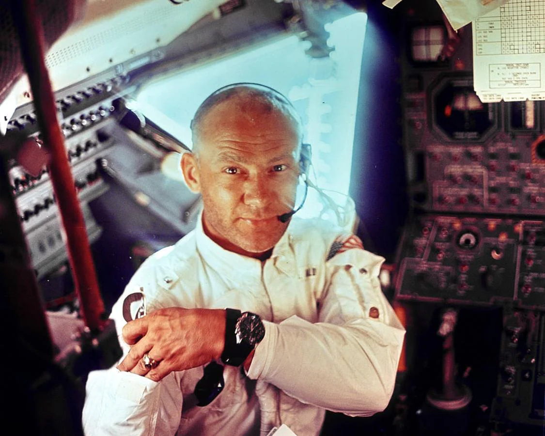 Buzz Aldrin en el interior del Apolo 11. 