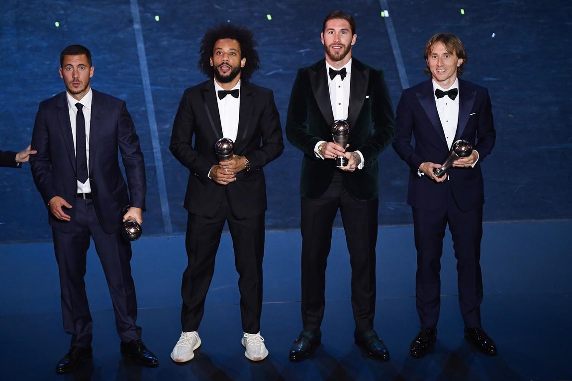 Eden Hazard, Marcelo, Sergio Ramos y Luka Modric. 