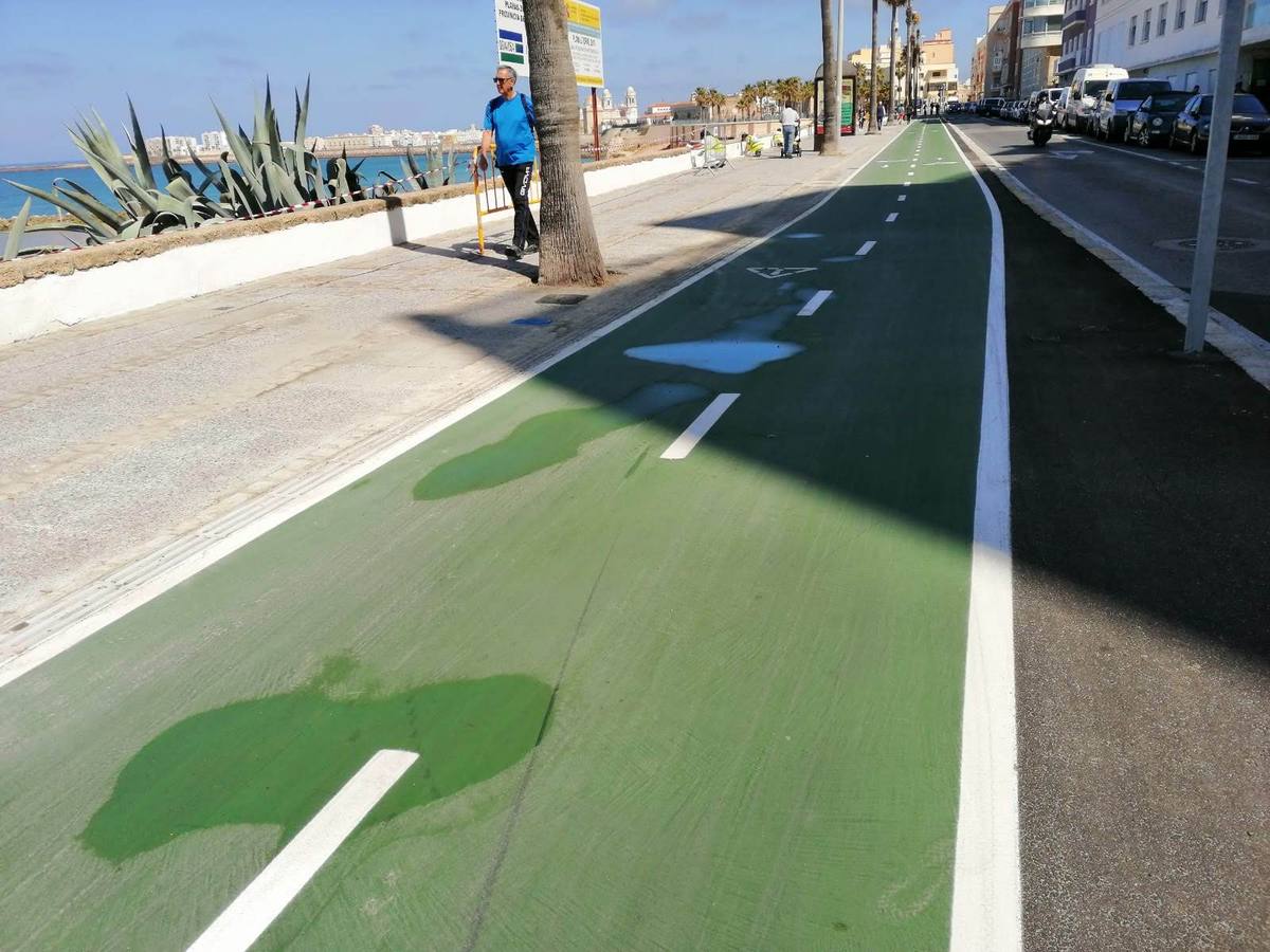 FOTOS: El carril bici de Cádiz, lleno de charcos