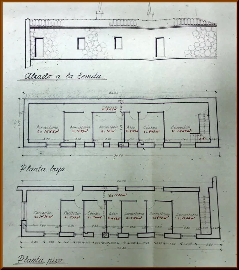 Planta de las viviendas para los santeros en un lateral de la ermita (1961). Archivo Municipal de Toledo. 