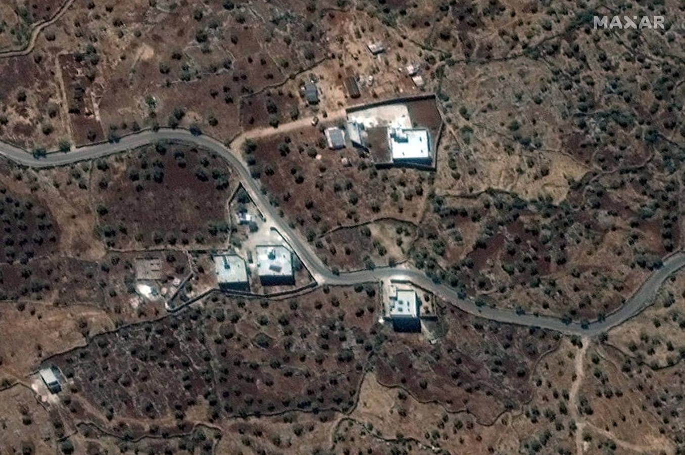 Imagen aérea de la zona donde murió Al Bagdadi. 
