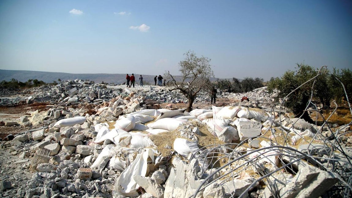 Así quedó la zona donde se dio muerte al Bagdadi. 