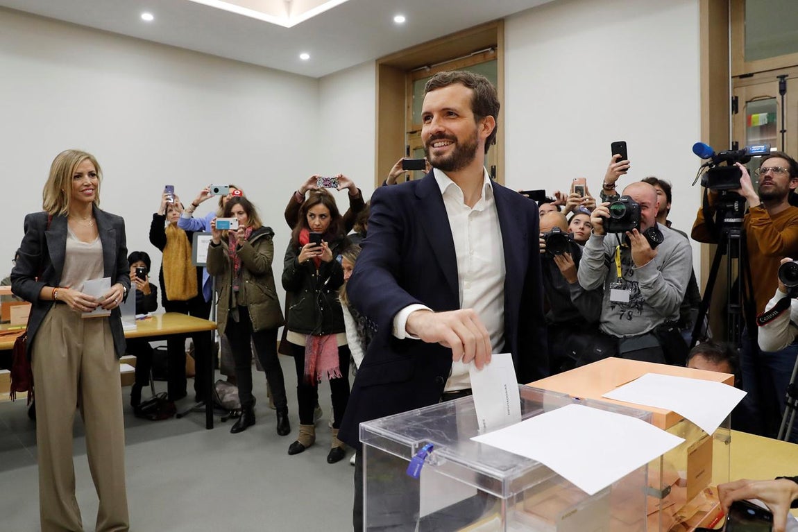 Pablo Casado. El líder del PP, en el Colegio Nuestra Señora del Pilar de la capital