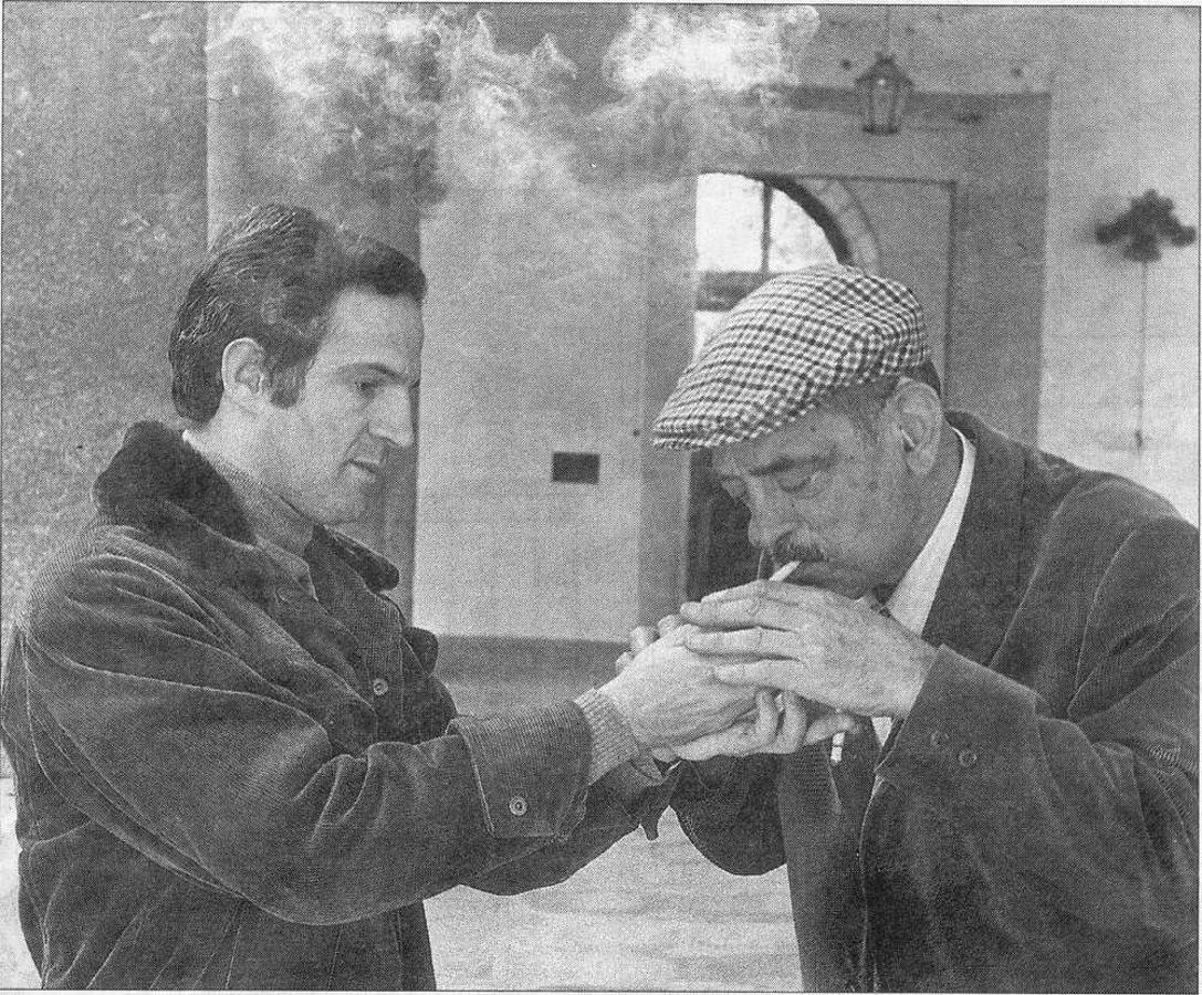François Truffaut y Luis Buñuel en el patio del Hospital de Tavera al iniciar el rodaje de Tristana (⦁mubi.com/films/tristana). 
