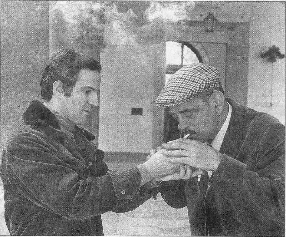 François Truffaut y Luis Buñuel en el patio del Hospital de Tavera al iniciar el rodaje de Tristana (⦁mubi.com/films/tristana). 