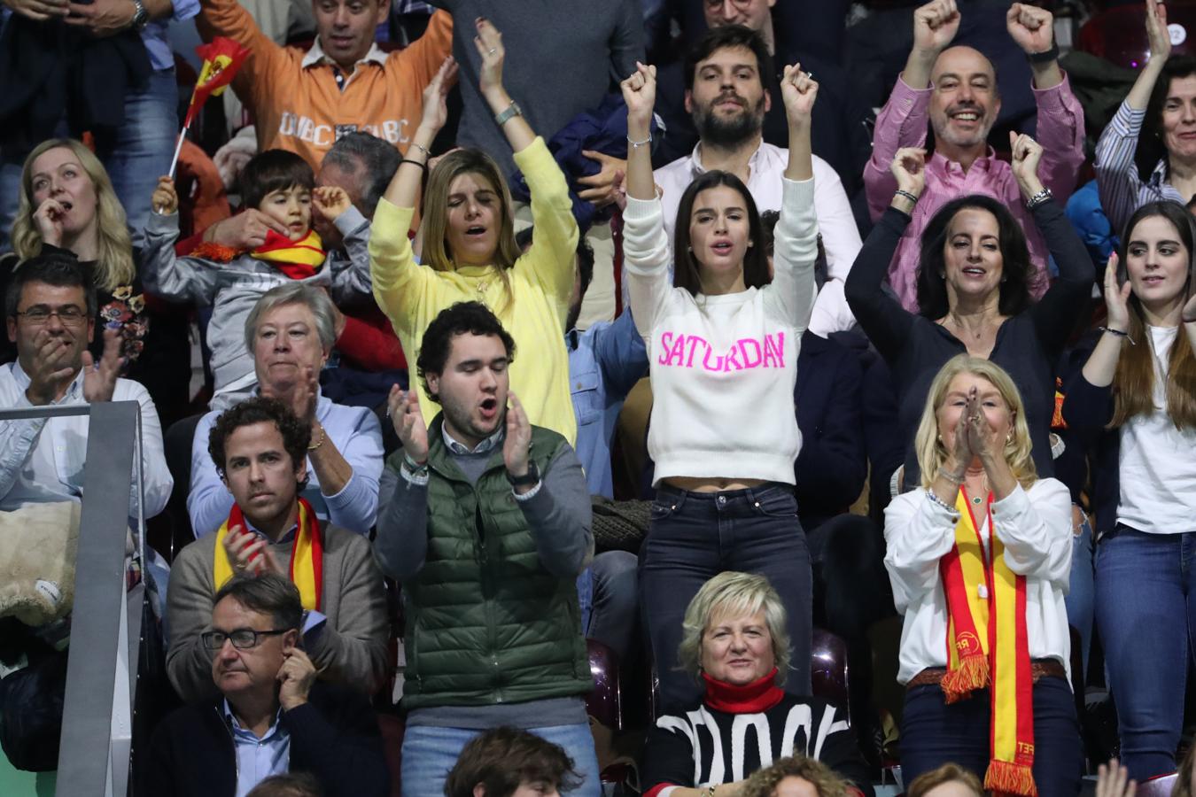 Sandra Gago, la mujer de Feliciano López, estuvo animando en todo momento al equipo desde las gradas. 