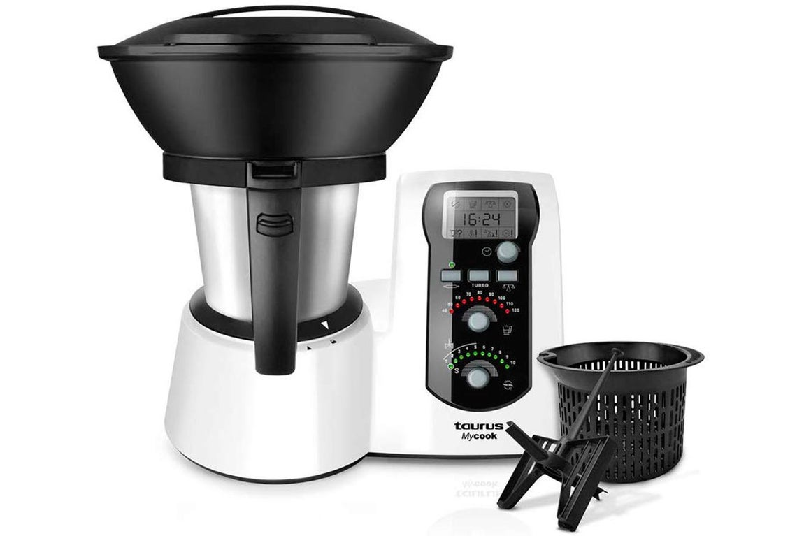 Robot de cocina. Taurus - Robot De Cocina Mycook Calentamiento Inducción Máx. 120ºc. Pulveriza, Ralla, Pica, Tritura, Amasa Cocina Al Vapor entre otros. Balanza Integrada, Incluye Recetario De 150 Platos. Rebajado de 799 a 525,60 euros