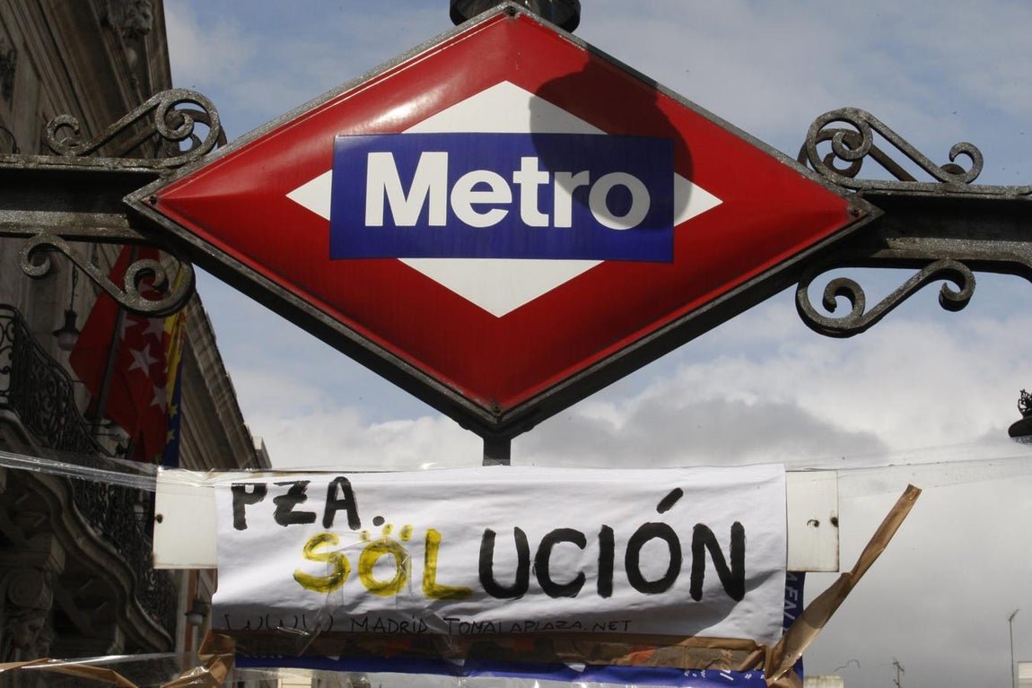 Las acampadas del 15-M duraron semanas en el corazón de Madrid. 