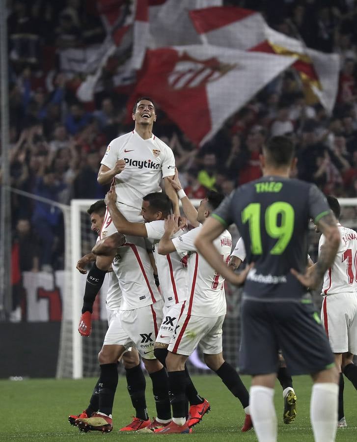 Ben Yedder celebra un tanto en el encuentro de Liga entre el Sevilla y la Real Sociedad