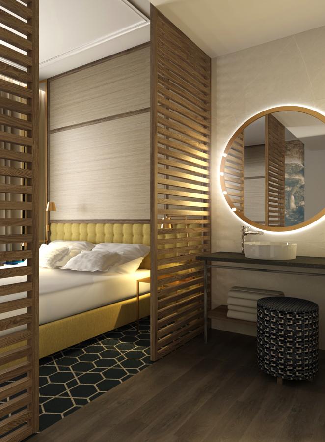 Pestana CR7 Gran Vía. Pestana Group manifestó en anteriores ocasiones su intención de integrarse en el entorno y que sus hoteles no sólo acojan a turistas: quieren que la gente del barrio también los sienta suyos y que su arquitectura dialogue con el exterior para hacer sus instalaciones accesibles a los lugareños