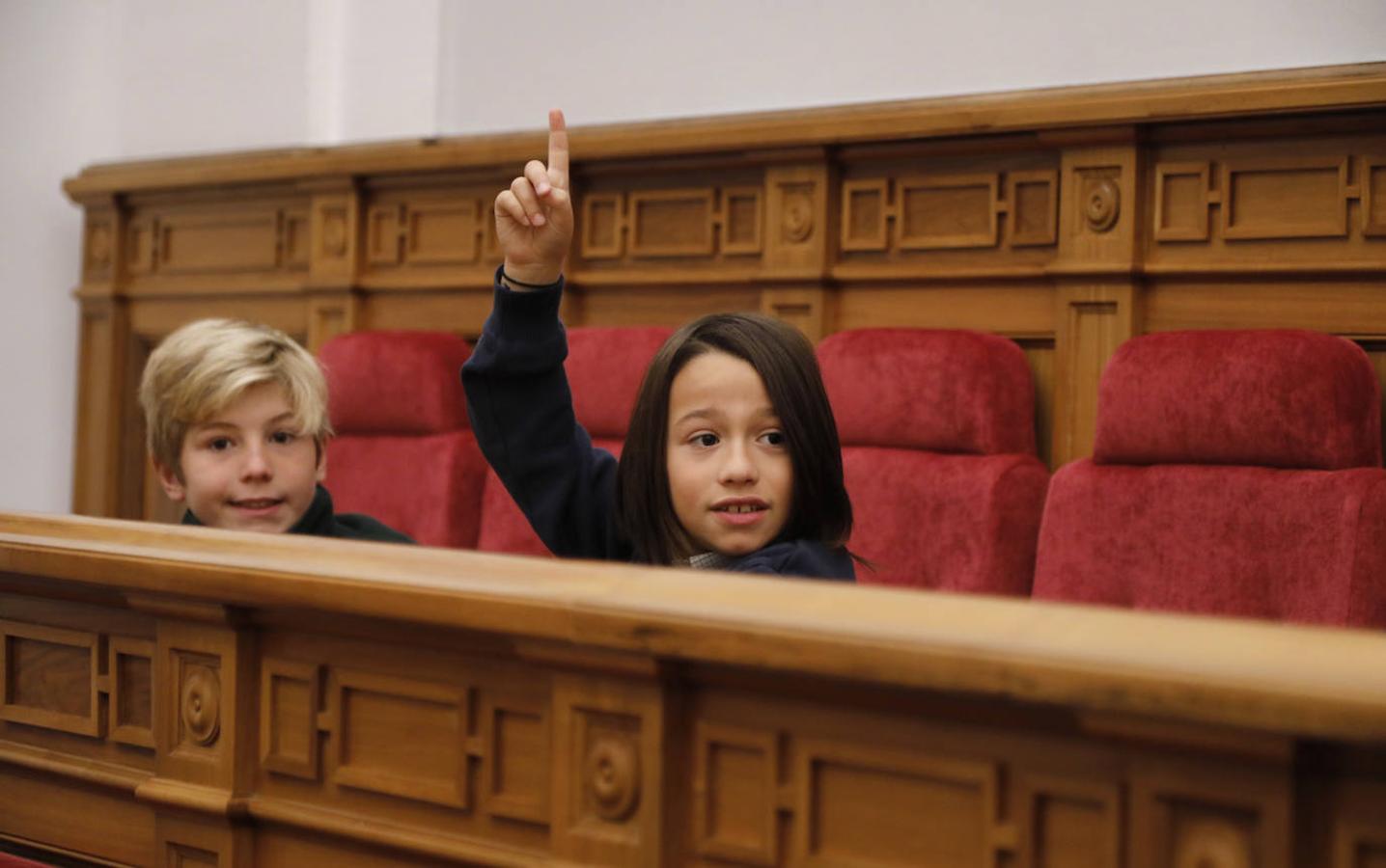 En imágenes: los alumnos del colegio San Patricio toman la palabra en las Cortes