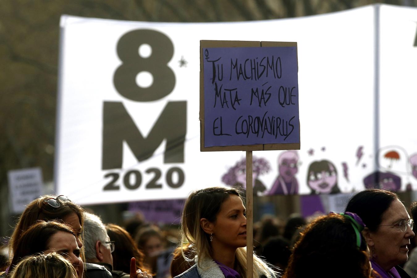 Vista de la manifestación feminista de Barcelona. 