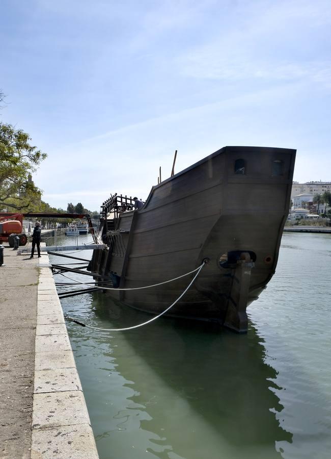 Las imágenes de la réplica de la Nao Victoria 500 en el Guadalquivir