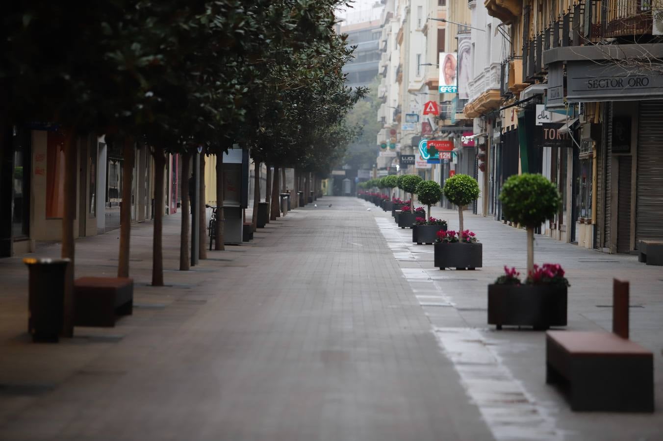 Comercios cerrados y calles vacías por el coronavirus en Córdoba