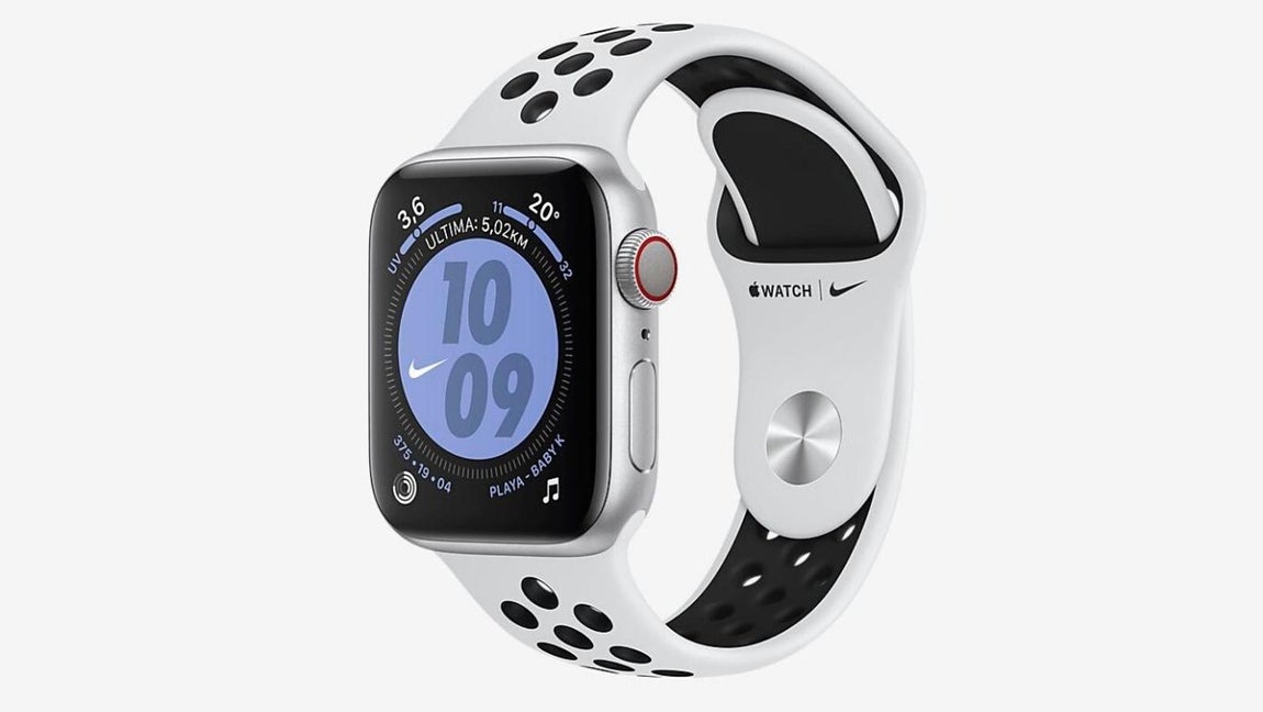 Apple Watch Nike+ Series 5 con correa Nike Sport. Con el Apple Watch Nike Series 5, puedes realizar un seguimiento de tus entrenamientos y escuchar guías de running por audio con Nike Run Club. Además, puedes escuchar música y mantener la conexión con o sin tu teléfono. Puedes elegir entre las exclusivas correas Nike Sport y esferas optimizadas para la pantalla Retina Always-On (lo que significa que siempre puedes ver la pantalla sin tener que levantar la muñeca o tocarla). Precio: 549€