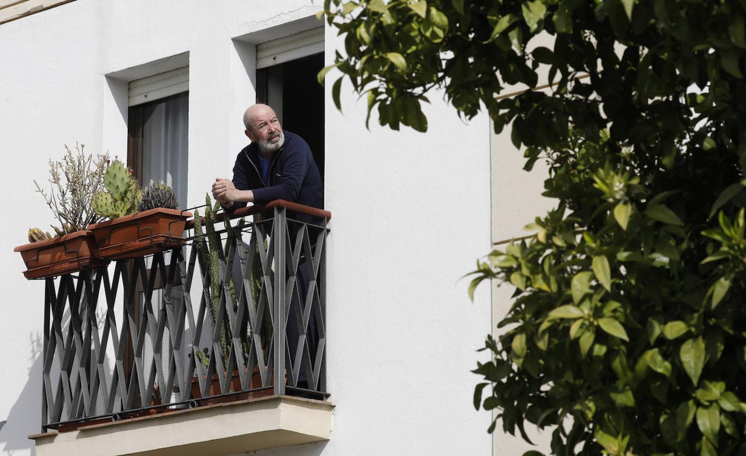 La vida en los balcones de Córdoba durante el confinamiento, en imágenes