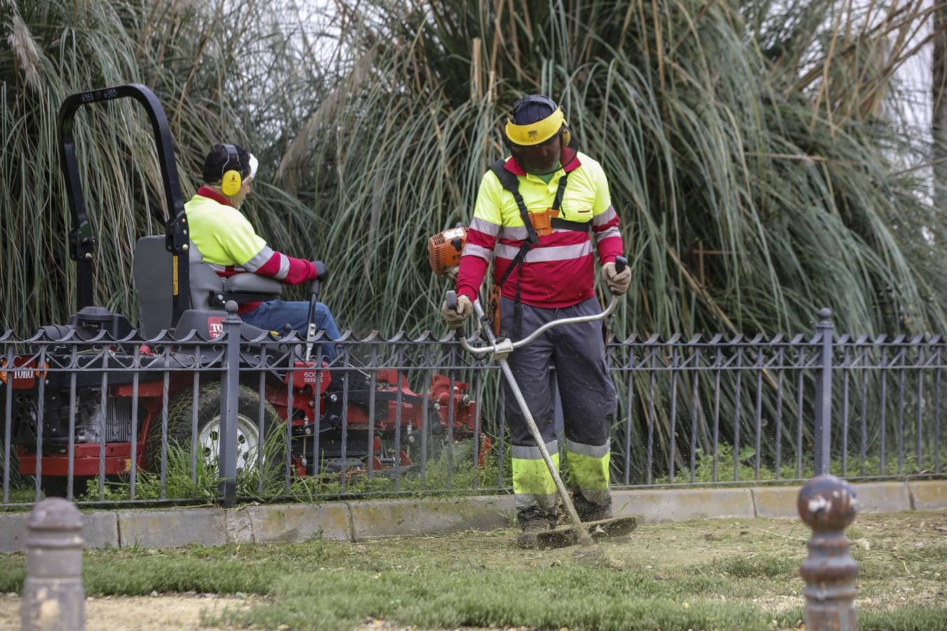 El cuidado de los parques y jardines de Sevilla no se detiene