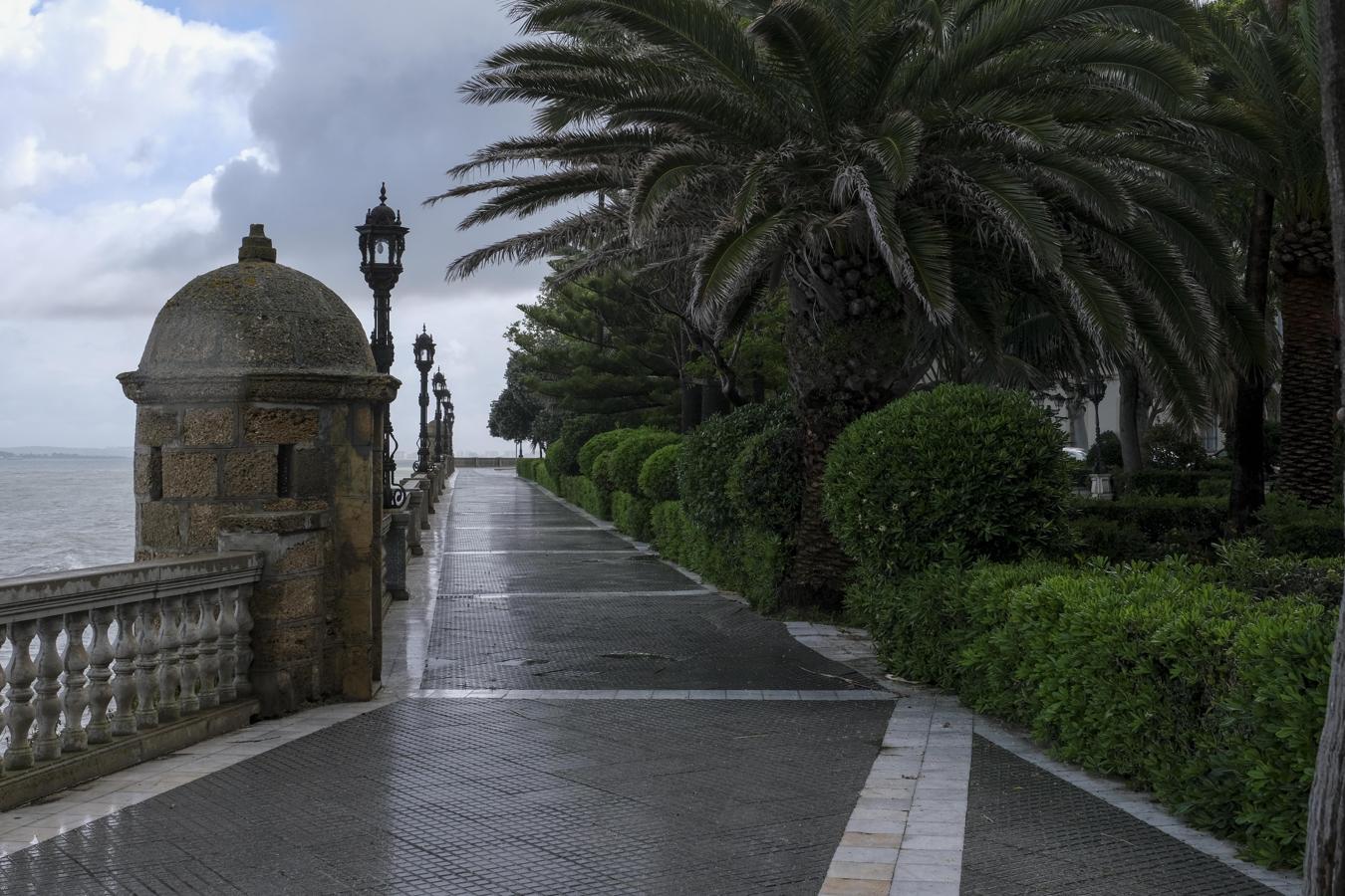 Fotos: El temporal y el confinamiento dibujan una Cádiz desangelada