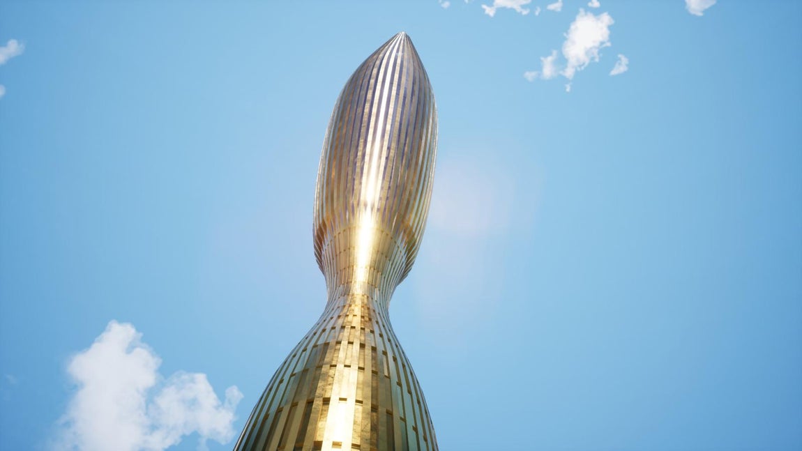 Inspirado en los yates de lujo. Con una altura de 450 metros repartidos en 60 pisos, está planteado como un edificio de viviendas de ultralujo con unas vistas y ubicación de lo más exclusiva.