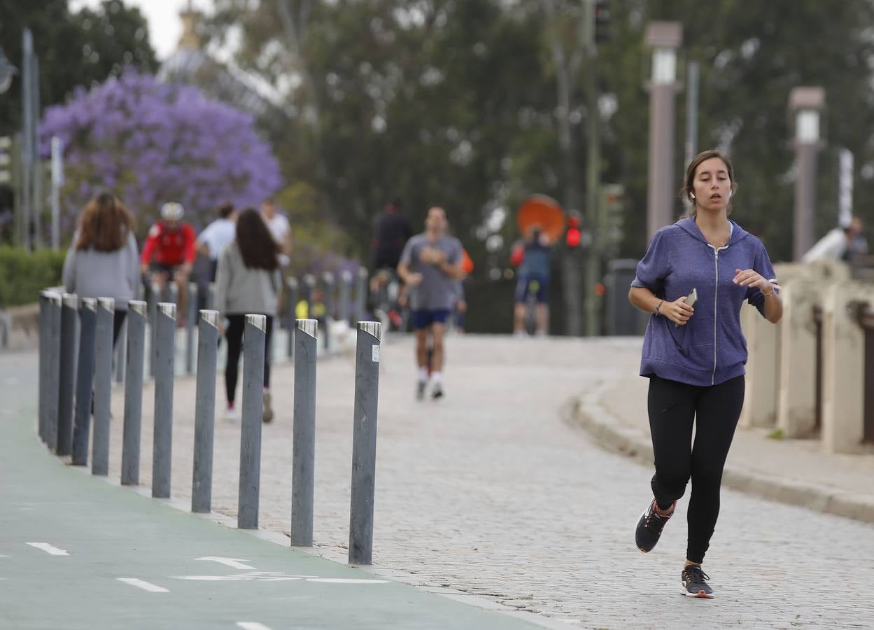 Sevilla, tomada por paseantes y deportistas