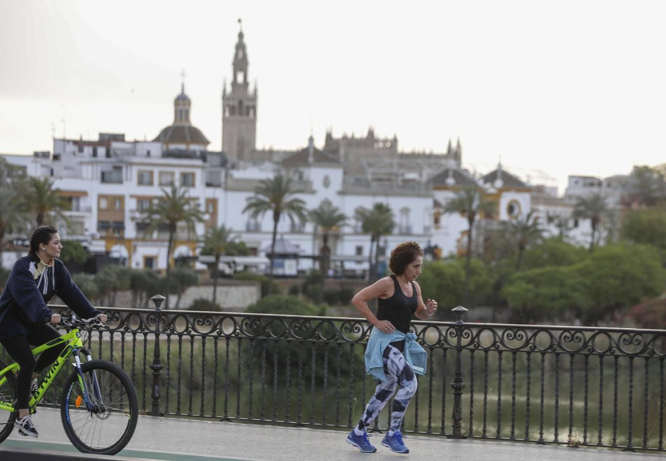 Sevilla, tomada por paseantes y deportistas