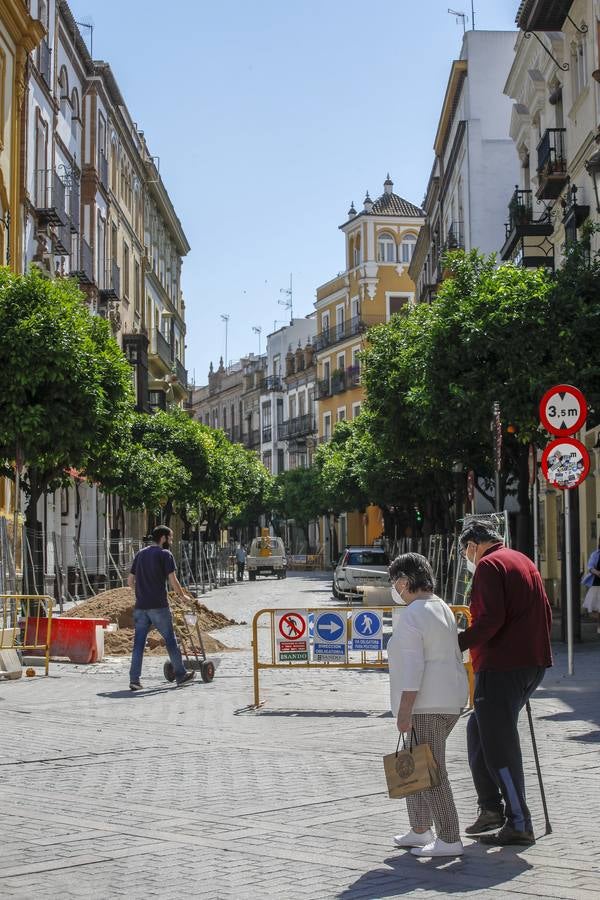 Las obras para la peatonalización de Mateos Gago continúan avanzando en los tres tramos contemplados