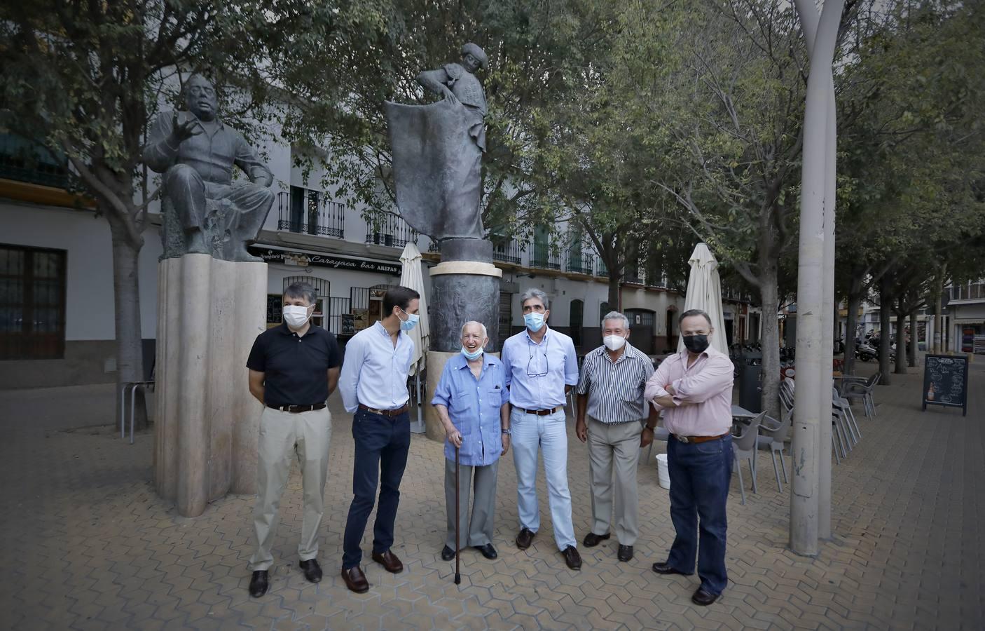 Juan Ortega junto a los maestros sevillanos Emilio Muñoz, Rafael Torres y Rafael Chicuelo