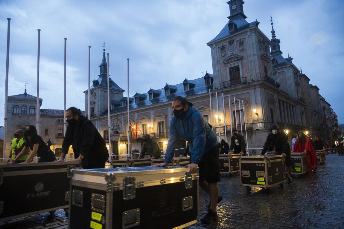 El sector ha salido a la calle a reclamar soluciones de «supervivencia» para la música en España e instar a las administraciones a que se reconozca este sector como estratégico para la economía, «especialmente en este contexto» de pandemia de coronavirus. La foto es en Madrid. 