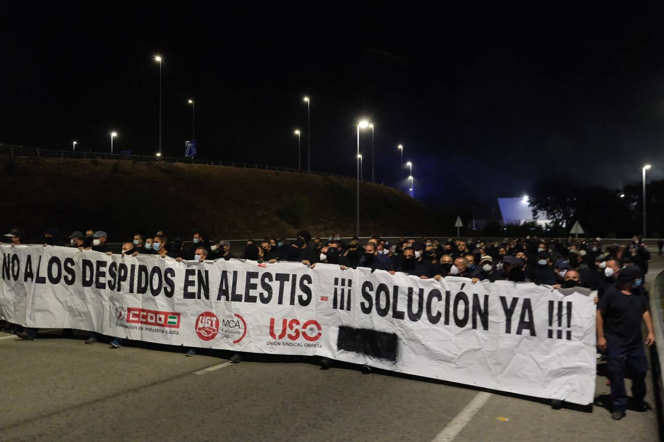 Tercer día de huelga de los trabajadores de Alestis en Cádiz