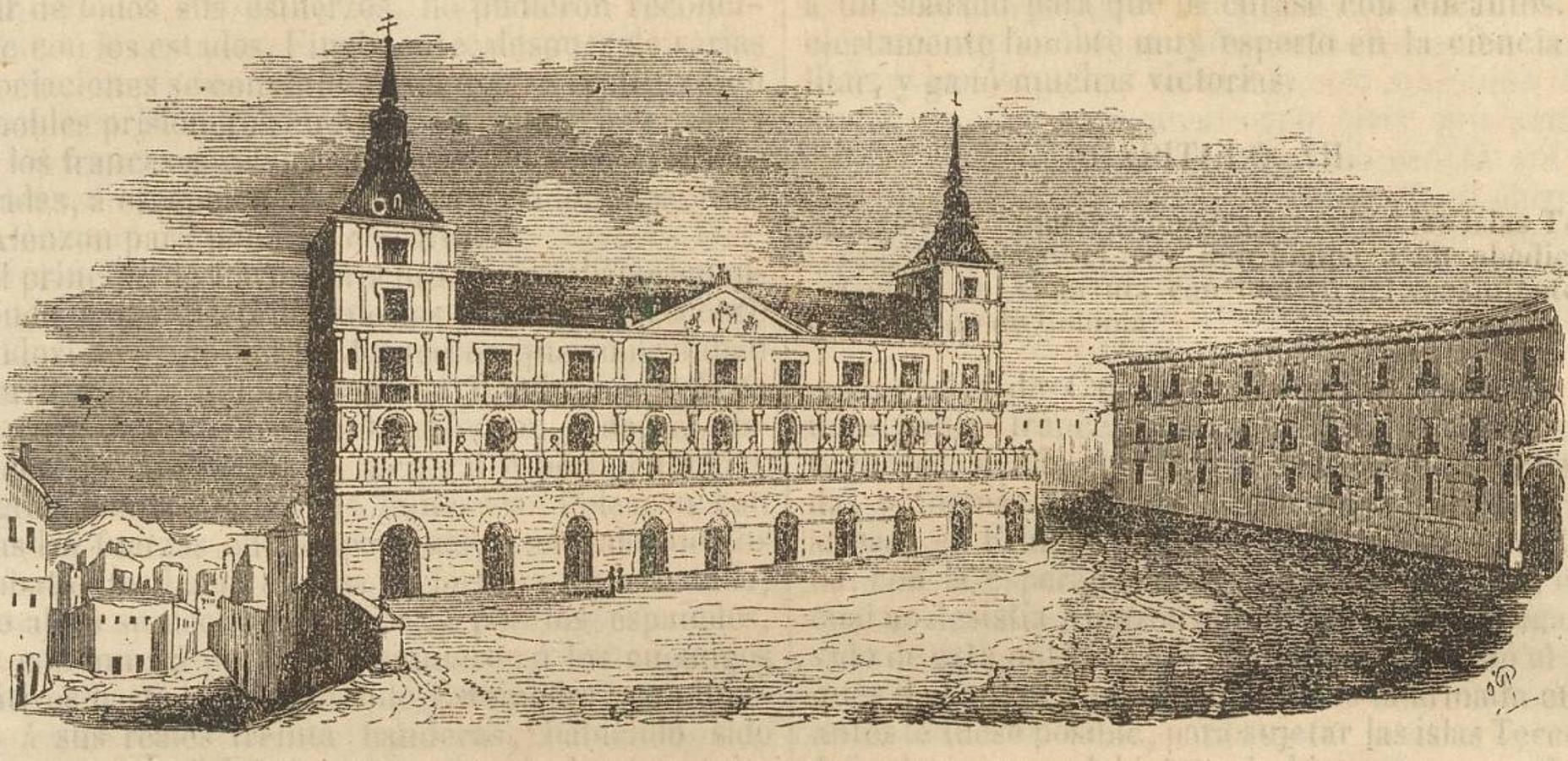 Las casas consistoriales de Toledo en 1852. Dibujo de Cecilio Pizarro. Archivo Municipal de Toledo.. 