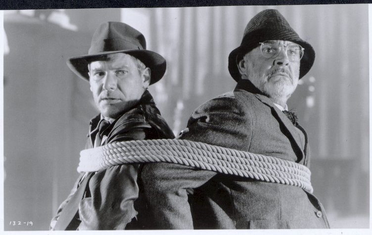 Con Harrison Ford en «Indiana Jones y la Ultima Cruzada». 