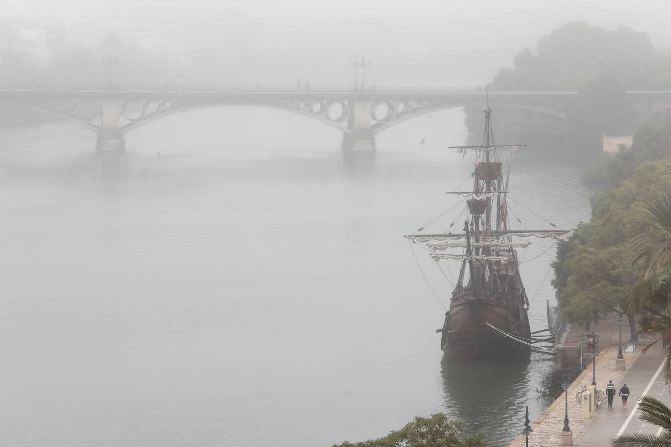 En imágenes, la niebla cubre por completo Sevilla