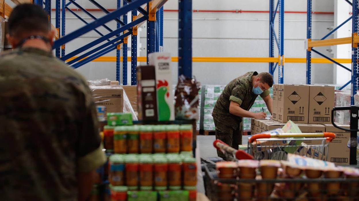 La misión más solidaria del Ejército en el Banco de Alimentos de Córdoba, en imágenes