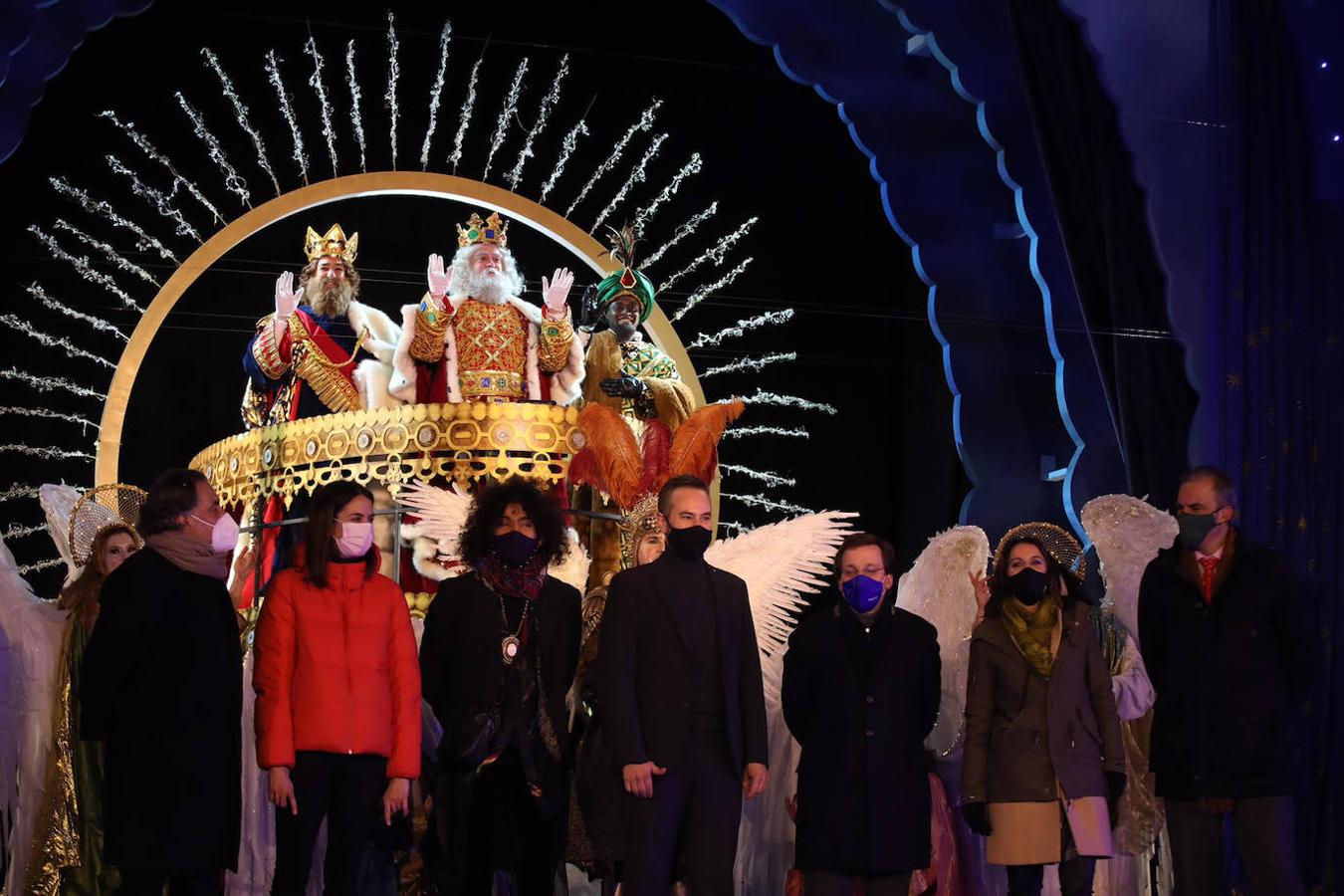 Pepu Hernández, Andrea Levy, Ara Malikian, Jorge Blass, José Luis Martínez-Almeida, Rita Maestre y Ortega Smith, en la ceremonia. 