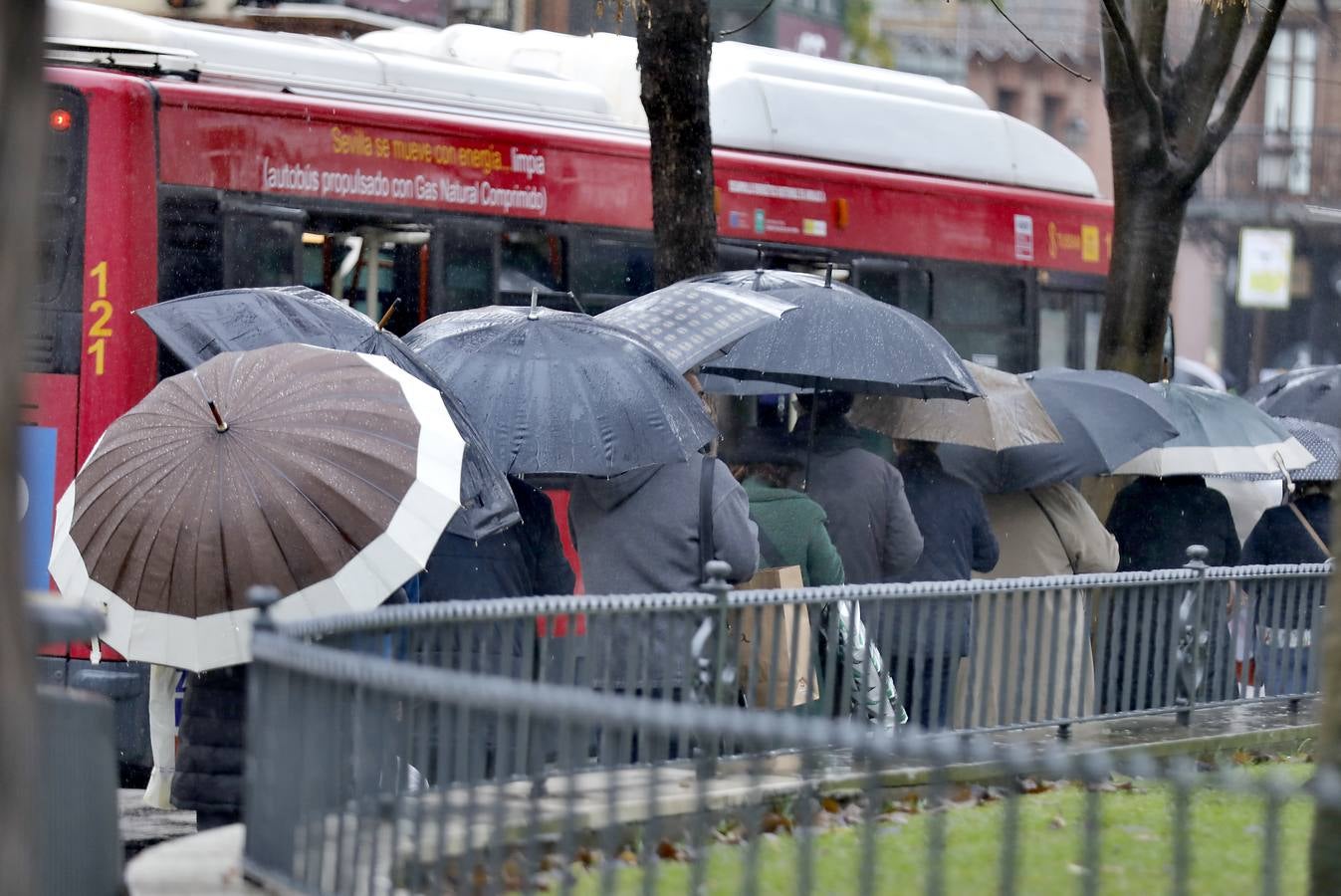 Las lluvias no han cesado durante toda el día en Sevilla