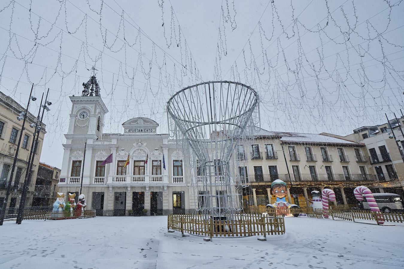 Nieva en el centro de Guadalajara. 