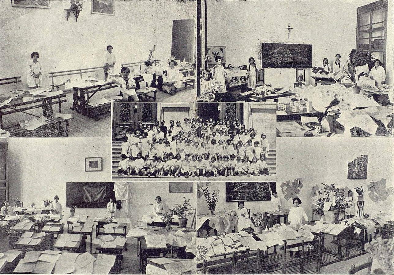 Escenas de la Normal de Maestras y alumnas de la Escuela Aneja en la Diputación fotografiadas por Rodríguez. El Castellano Gráfico, julio de 1924. 