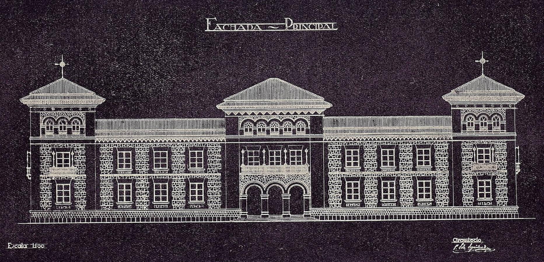 Alzado de la futura Escuela Normal de Maestras. Proyecto firmado en 1929 por el arquitecto Pedro Sánchez Sepúlveda. 