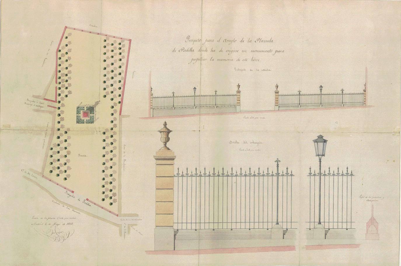 Plano para la reforma de la plaza de Padilla. Blas Crespo (1861). Archivo Municipal de Toledo.. 