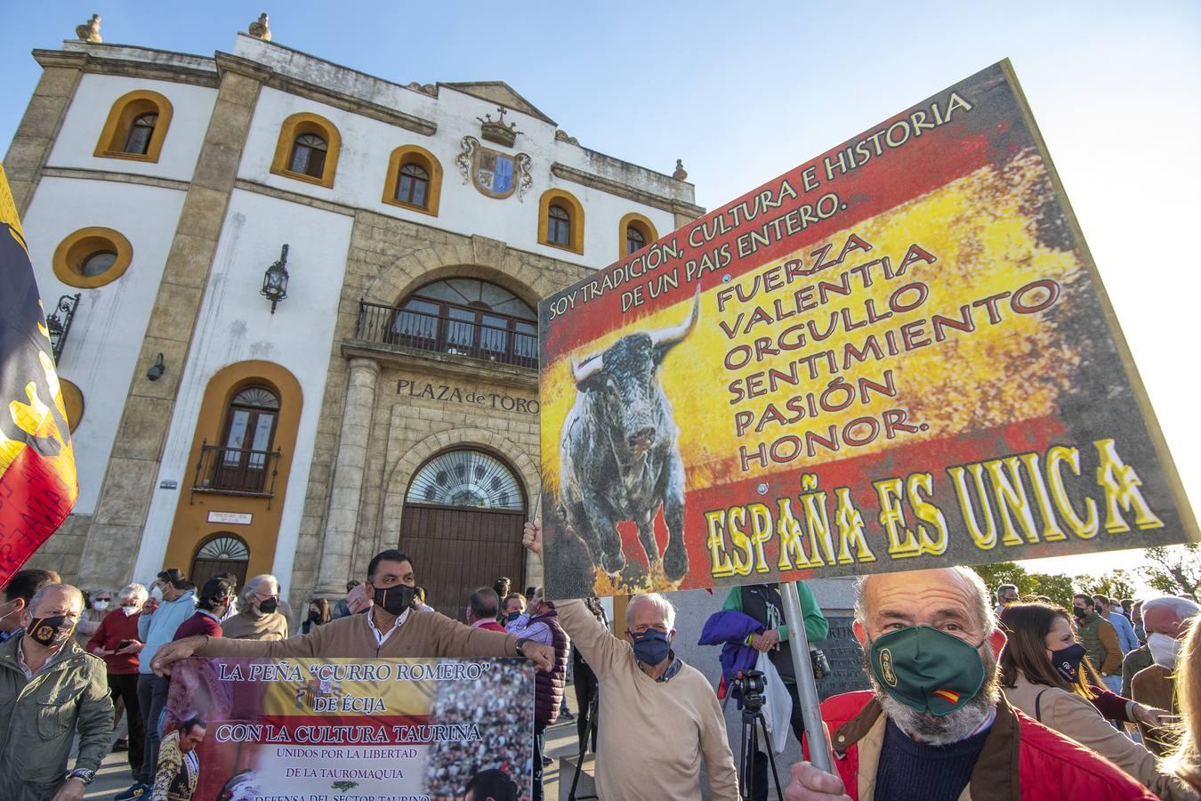 Protesta en Espartinas en defensa de la tauromaquia, en imágenes