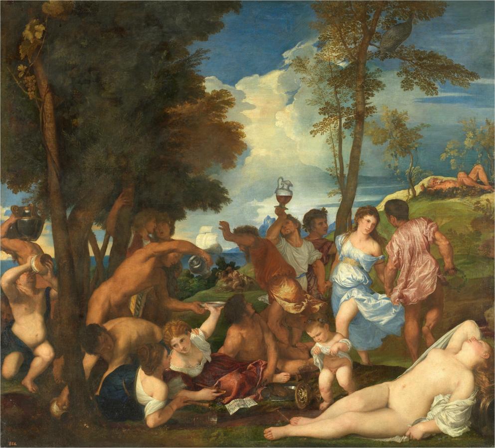 'La bacanal de los andrios', Tiziano. Óleo sobre lienzo, 175 x 193 cm. 1523-26Madrid, Museo Nacional del Prado