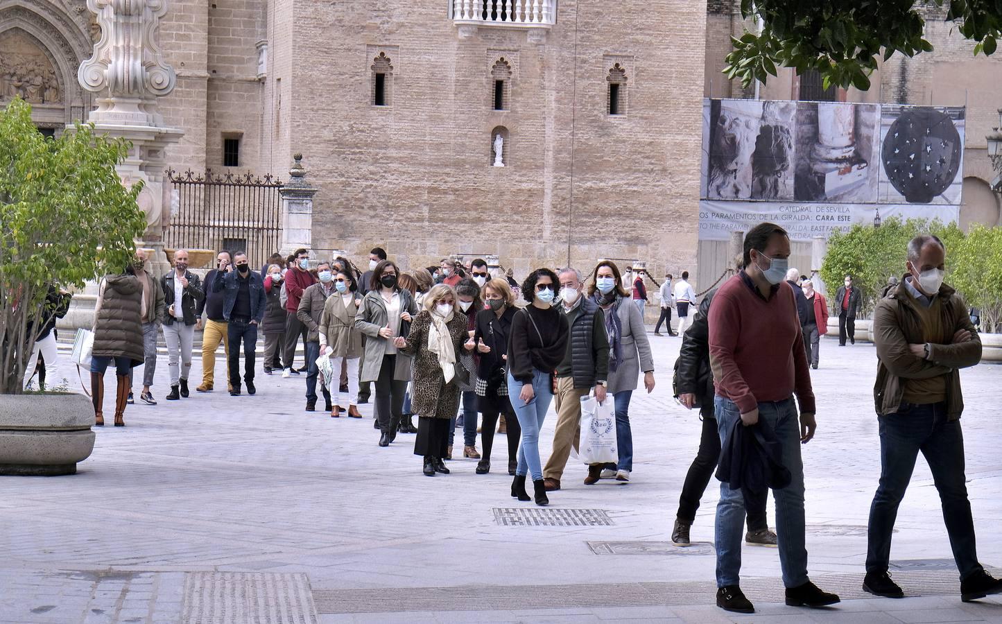 En imágenes, colas para ver los restos del hamán almohade descubiertos en el Bar Giralda