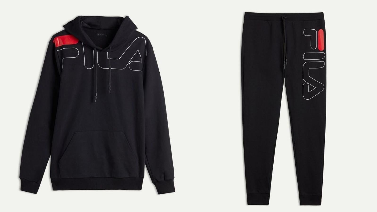 Chándal azul marino con logo XXL, de Fila x Intimissimi Uomo. Lo mejor de las dos marcas en un conjunto apto para lucir las 24 horas, ya sea junto o por separado. Precio: el pantalón 49,90 € y la sudadera 59,90€.