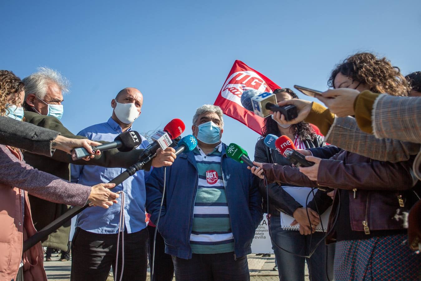 Concentración de trabajadores de Abengoa en Palmas Altas