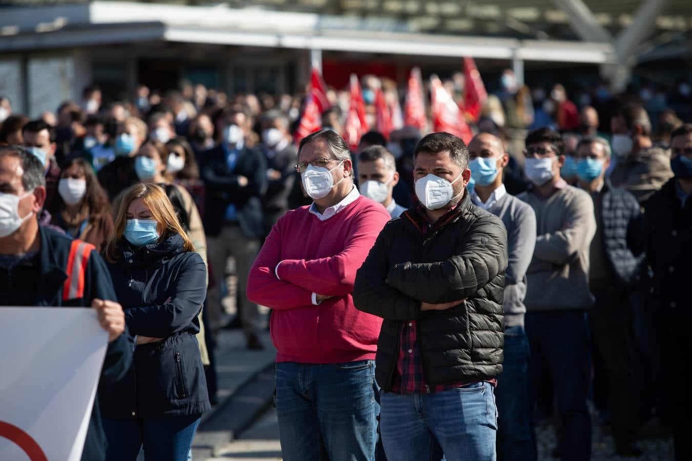 Concentración de trabajadores de Abengoa en Palmas Altas