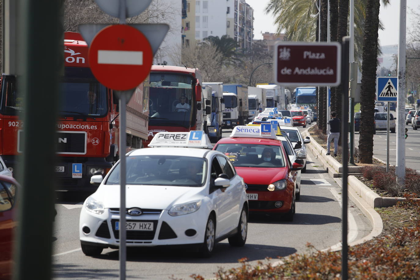 La protesta de las autoescuelas en Córdoba, en imágenes