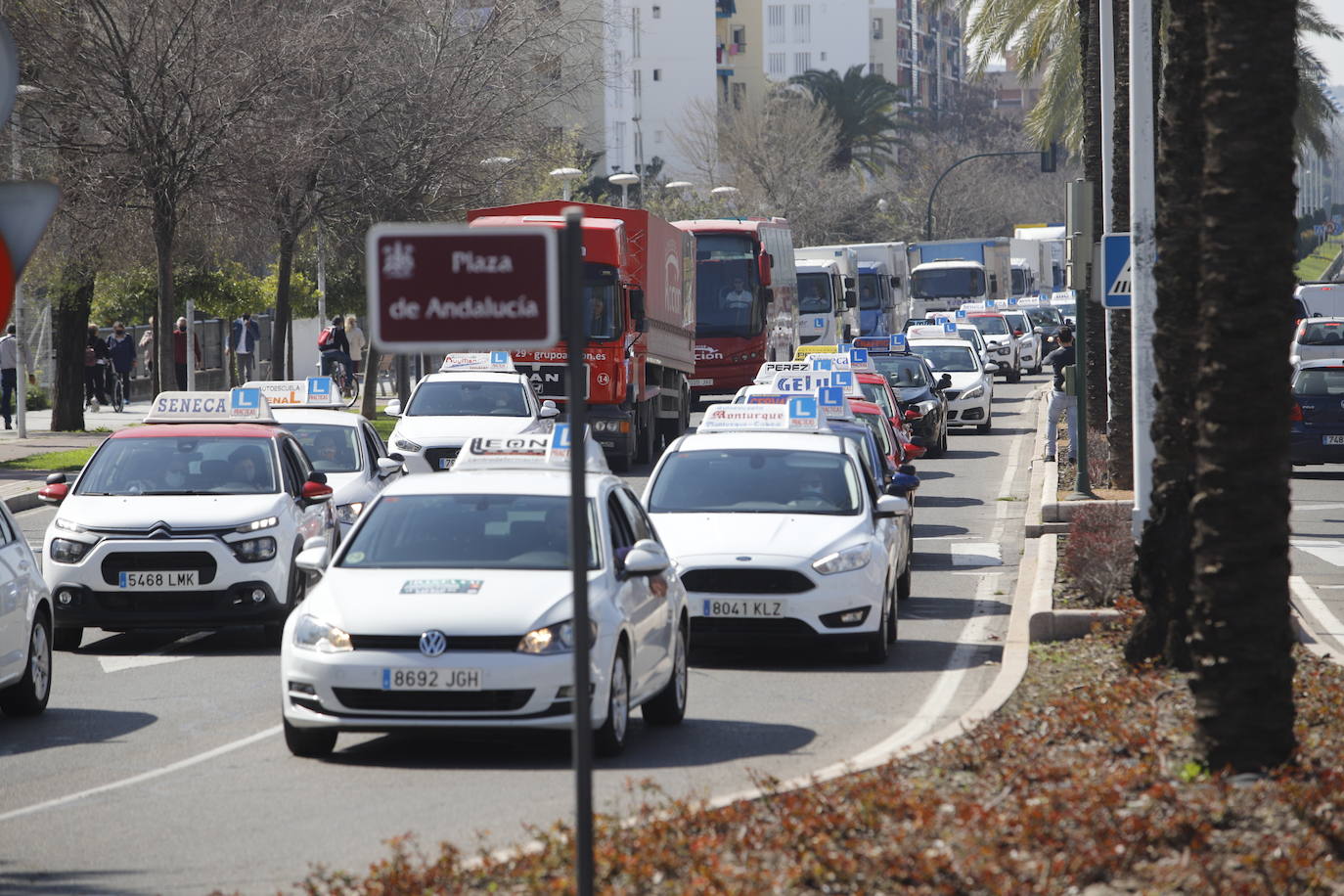 La protesta de las autoescuelas en Córdoba, en imágenes