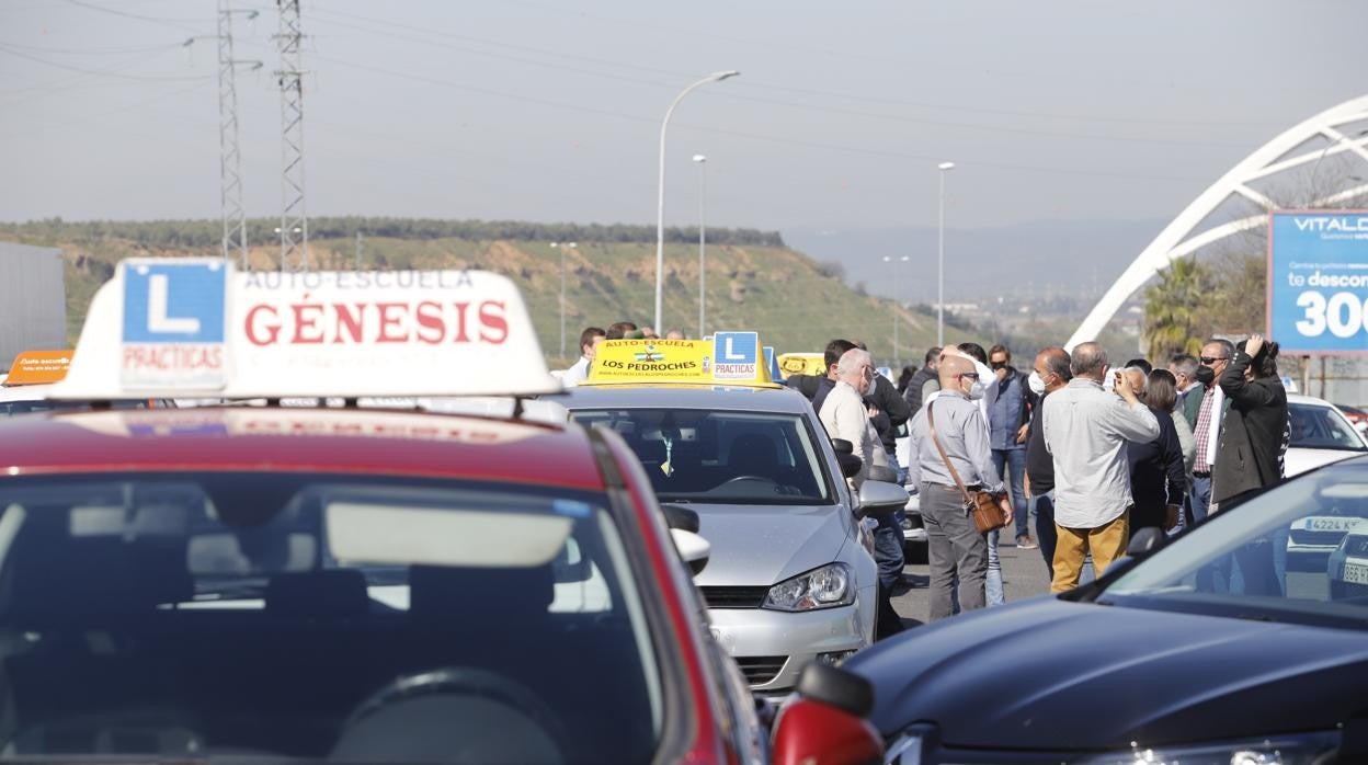 La protesta de las autoescuelas en Córdoba, en imágenes